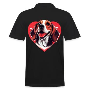 happy Beagle Dog mit Herz - Männer Poloshirt - Schwarz - Hinten - Kai (181cm)