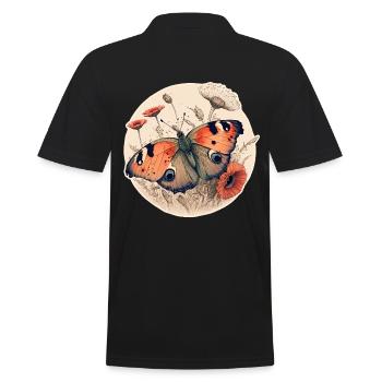 Peacock Butterfly - Men's Polo Shirt - black - Back - Kai (181cm)