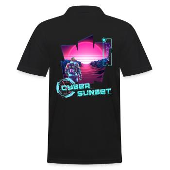 Astronaute Cyber Sunset dégradé rose - Futuriste - Polo Homme - noir - Dos - Kai (181cm)