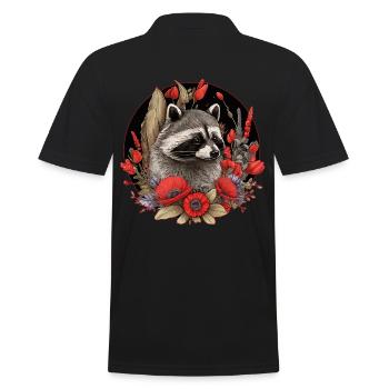 Waschbär Waldtiere - Männer Poloshirt - Schwarz - Hinten - Kai (181cm)