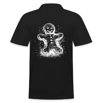 Coole Skizze Lebkuchenmann mit Tinte gezeichnet - Männer Poloshirt - Schwarz - Hinten - Kai (181cm)