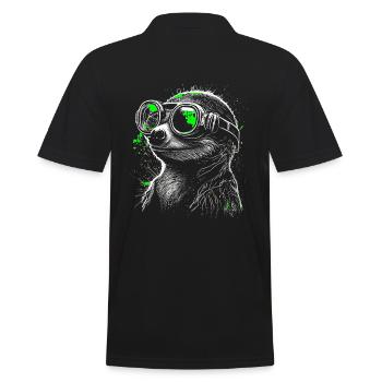 Cool futuristic steampunk meerkat green - Men's Polo Shirt - black - Back - Kai (181cm)