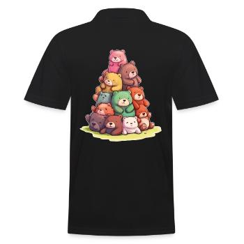 Funny teddy bears Colorful bears - Men's Polo Shirt - black - Back - Kai (181cm)