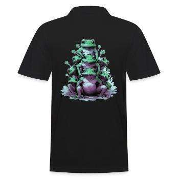 Funny frogs - Men's Polo Shirt - black - Back - Kai (181cm)