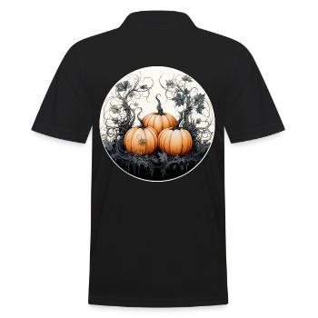 Kürbisse Halloween - Männer Poloshirt - Schwarz - Hinten - Kai (181cm)