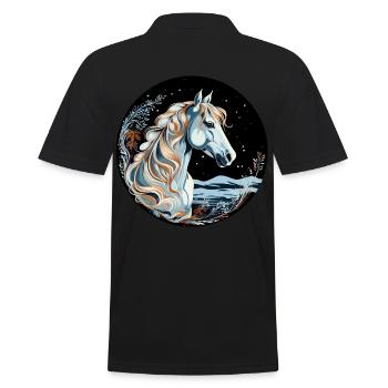 Pferd Winter - Männer Poloshirt - Schwarz - Hinten - Kai (181cm)