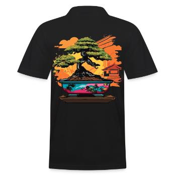 Japanese Bonsai Tree - Men's Polo Shirt - black - Back - Kai (181cm)