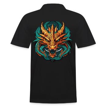 Dragon head sticker design - Men's Polo Shirt - black - Back - Kai (181cm)