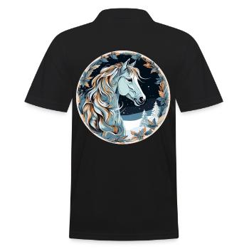 Horse Winter Boho - Men's Polo Shirt - black - Back - Kai (181cm)
