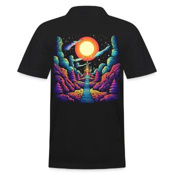Treppe zum Himmel - Psychedelisches Schloss Art - Männer Poloshirt - Schwarz - Hinten - Kai (181cm)