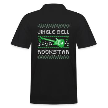 HÄSSLICHER WEIHNACHTSPULLOVER, JINGLE BELL - Männer Poloshirt - Schwarz - Hinten - Kai (181cm)