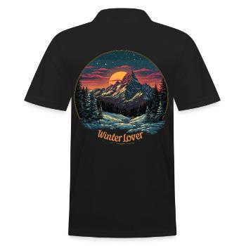 A snowy mountain landscape for winter lovers - Men's Polo Shirt - black - Back - Kai (181cm)