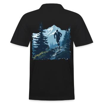 Un coureur trail sur un sentier en montagne - Polo Homme - noir - Dos - Kai (181cm)