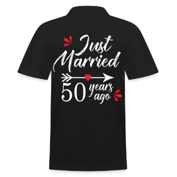 Hochzeitstag 50 Jahre Seit 50 Jahren verheiratet - Männer Poloshirt - Schwarz - Hinten - Kai (181cm)