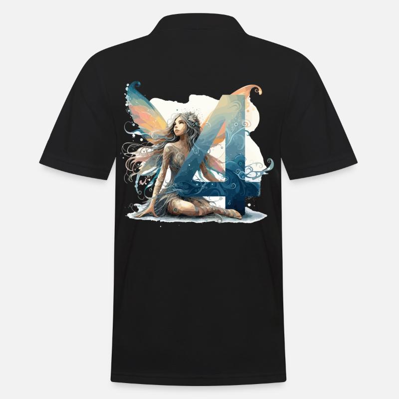 4 Jahre Fee Elfe Geburtstag Geschenk - Männer Poloshirt - Schwarz