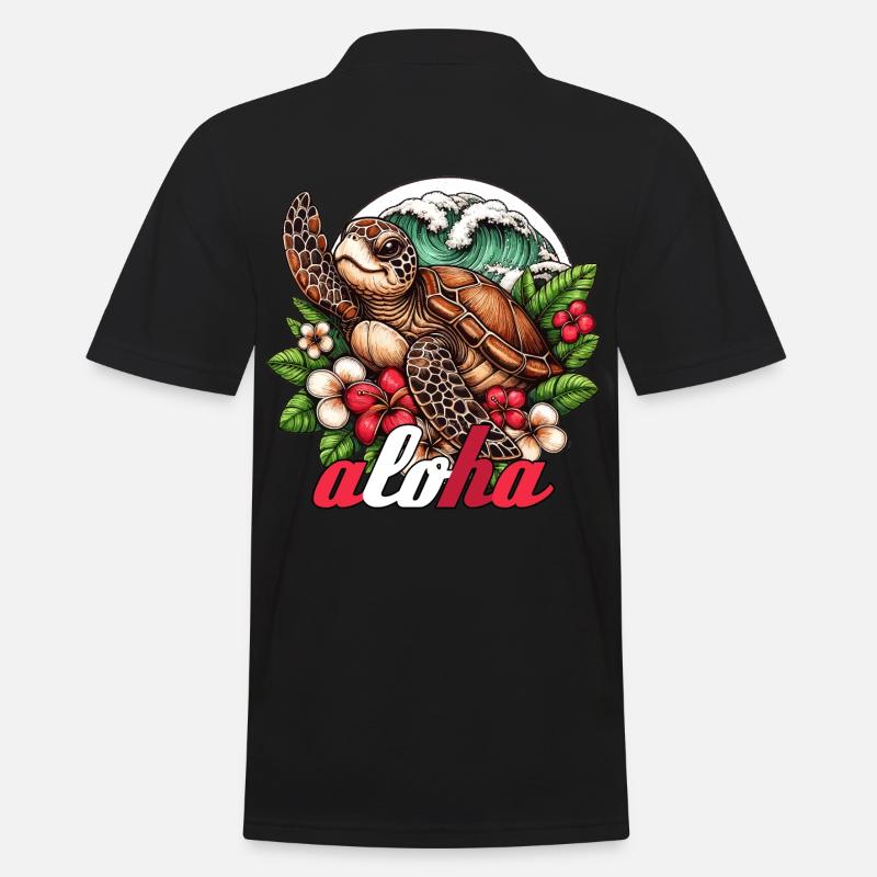 Aloha Schildkröte Hawaii Geschenk - Männer Poloshirt - Schwarz