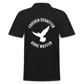 FRIEDEN SCHAFFEN OHNE WAFFEN mit Friedenstaube - Männer Poloshirt - Schwarz - Hinten - Kai (181cm)