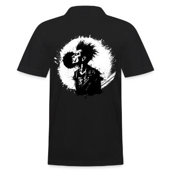 "Rebel Yell" - Punk Rock Explosion Tee Design - Men's Polo Shirt - black - Back - Kai (181cm)