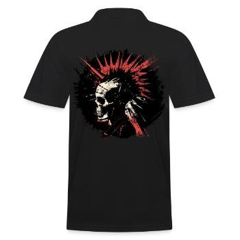 "Rebellion Resonance" - Punk Skull Inferno - Männer Poloshirt - Schwarz - Hinten - Kai (181cm)
