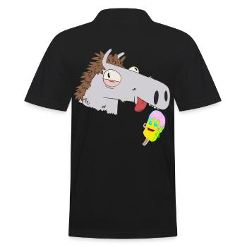 Pferdekopf Eiskrem Kinder Sommer Kind Pferd Pferde - Men's Polo Shirt - black - Back - Kai (181cm)