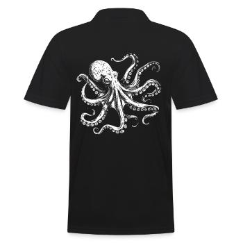 Illustration de poulpe cool en blanc - Polo Homme - noir - Dos - Kai (181cm)