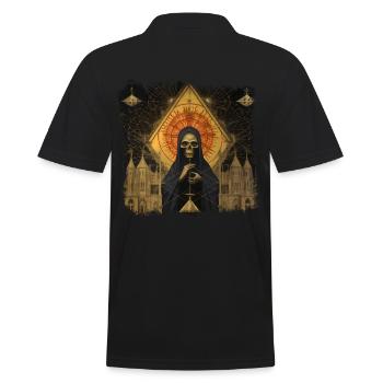 Dark Horror Painting Skeleton with Cloak - Men's Polo Shirt - black - Back - Kai (181cm)