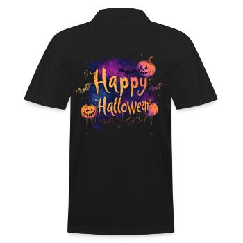 Happy Halloween with pumpkins as lettering - Men's Polo Shirt - black - Back - Kai (181cm)