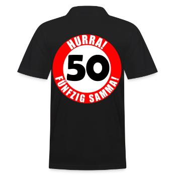50. Geburtstag Hurra lustiger Spruch - Männer Poloshirt - Schwarz - Hinten - Kai (181cm)