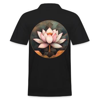 Lotusblüte - Männer Poloshirt - Schwarz - Hinten - Kai (181cm)