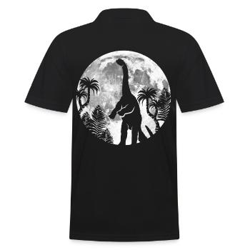 Dinosaur Moon - Dino (Longneck) Among Stars - Men's Polo Shirt - black - Back - Kai (181cm)