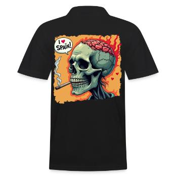 Zombie Skull – I Love Spain Design - Men's Polo Shirt - black - Back - Kai (181cm)