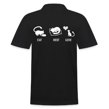 Eat rest love - Men's Polo Shirt - black - Back - Kai (181cm)