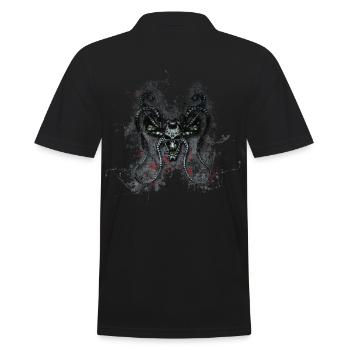 Gothic Monster Totenkopf Paint Splatter Art - Männer Poloshirt - Schwarz - Hinten - Kai (181cm)