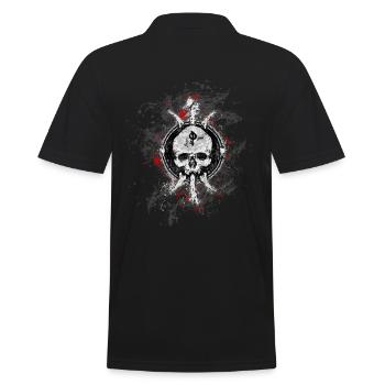 Gothic Tod Totenkopf Paint Splatter Art - Männer Poloshirt - Schwarz - Hinten - Kai (181cm)
