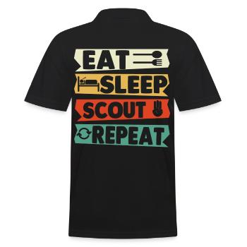 Scout Camp Gift - Men's Polo Shirt - black - Back - Kai (181cm)