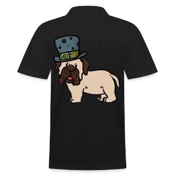 Geschenkidee Hundehalter Mops Hut Mister Sir - Männer Poloshirt - Schwarz - Hinten - Kai (181cm)