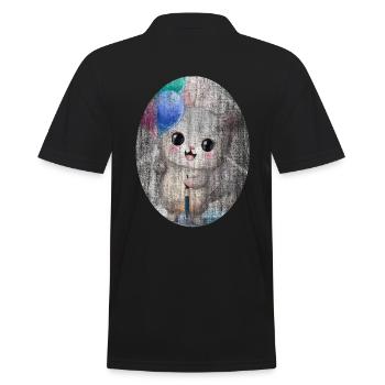 Ballons de chat manga doux japonais - Polo Homme - noir - Dos - Kai (181cm)