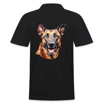Malinois Hundegesicht Belgischer Schäferhund - Männer Poloshirt - Schwarz - Hinten - Kai (181cm)