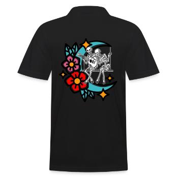 Moon Fantasy Skeleton Guitar Musician Guitarist - Men's Polo Shirt - black - Back - Kai (181cm)