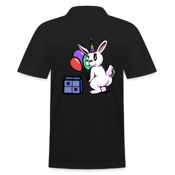 Bunny Birthday Congratulations Celebrations - Men's Polo Shirt - black - Back - Kai (181cm)