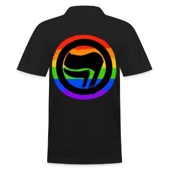 Antifaschistisch Regenbogen - Männer Poloshirt - Schwarz - Hinten - Kai (181cm)
