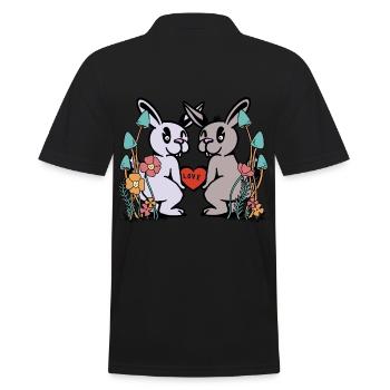 Hase Hase Liebe Herz Kaninchen Natur Nager - Männer Poloshirt - Schwarz - Hinten - Kai (181cm)