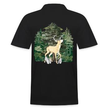 forêt, habitant de la forêt, cerf, orignal, Suède, bois, sauvage - Polo Homme - noir - Dos - Kai (181cm)