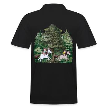 Fille équitation poney chevaux forêt nature loisirs - Polo Homme - noir - Dos - Kai (181cm)
