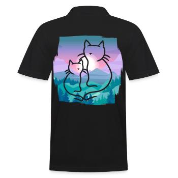 Retro Cats Vintage 90's 80's Cat Nature Child - Men's Polo Shirt - black - Back - Kai (181cm)