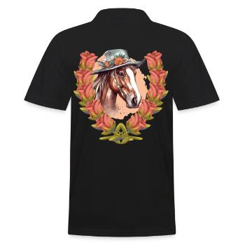 Tête de cheval Anniversaire Roses Cheval Cavalier - Polo Homme - noir - Dos - Kai (181cm)