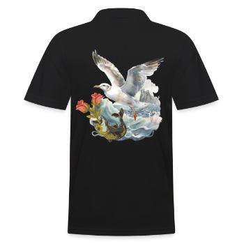 Mouette Seagulls Poisson Poisson Marin Salutation d’anniversaire - Polo Homme - noir - Dos - Kai (181cm)