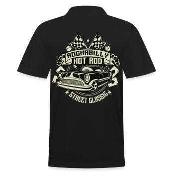 Rockabilly Hotrod. Retro Vintage Fifties Sixties - Männer Poloshirt - Schwarz - Hinten - Kai (181cm)