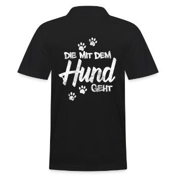 Die mit dem Hund geht - Männer Poloshirt - Schwarz - Hinten - Kai (181cm)