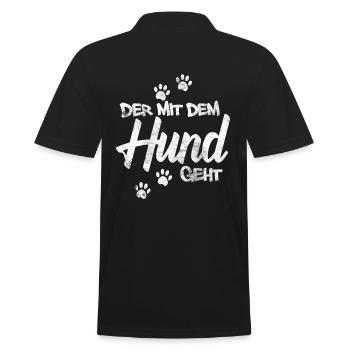 Der mit dem Hund geht - Männer Poloshirt - Schwarz - Hinten - Kai (181cm)